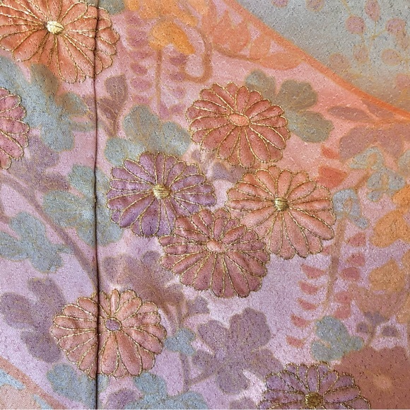 Vintage Pink Floral Japanese Silk Kimono Robe - Picture 10 of 13